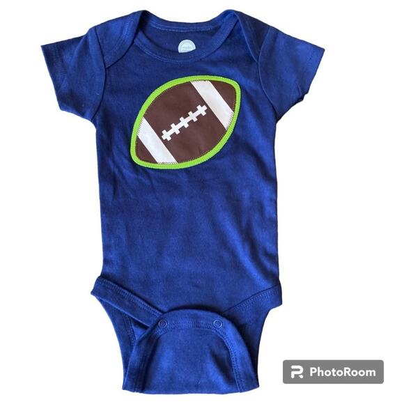 NWOT, 0-3 MONTH BLUE FOOTBALL ONESIE - Picture 2 of 5